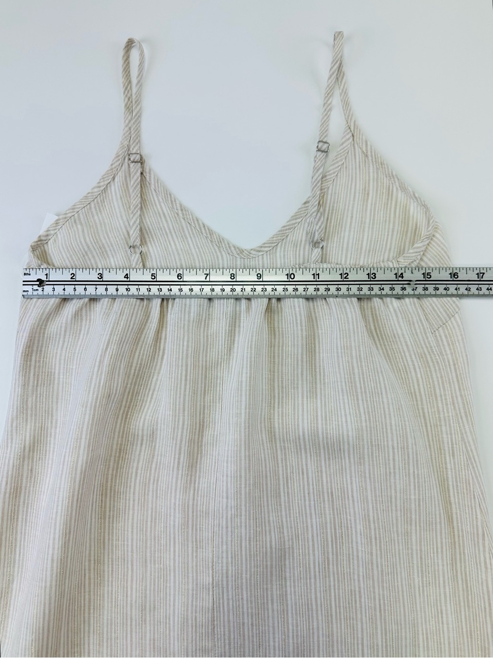 White Linen Maxi Slip Dress Gold Thread Antibes Blanc Small Resort - Picture 6 of 10